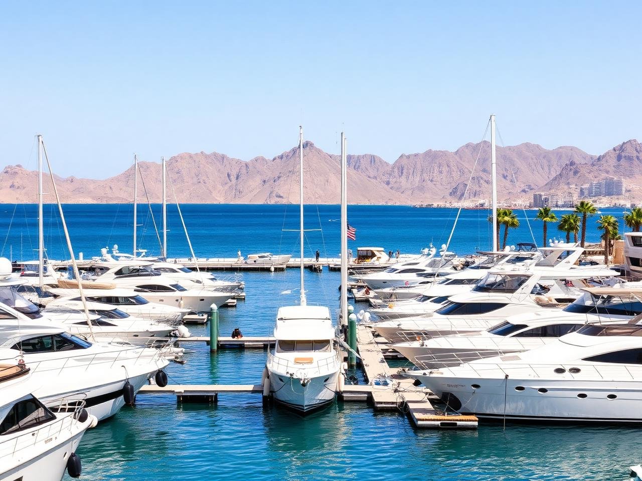Yates atracados en la marina de Cabo San Lucas